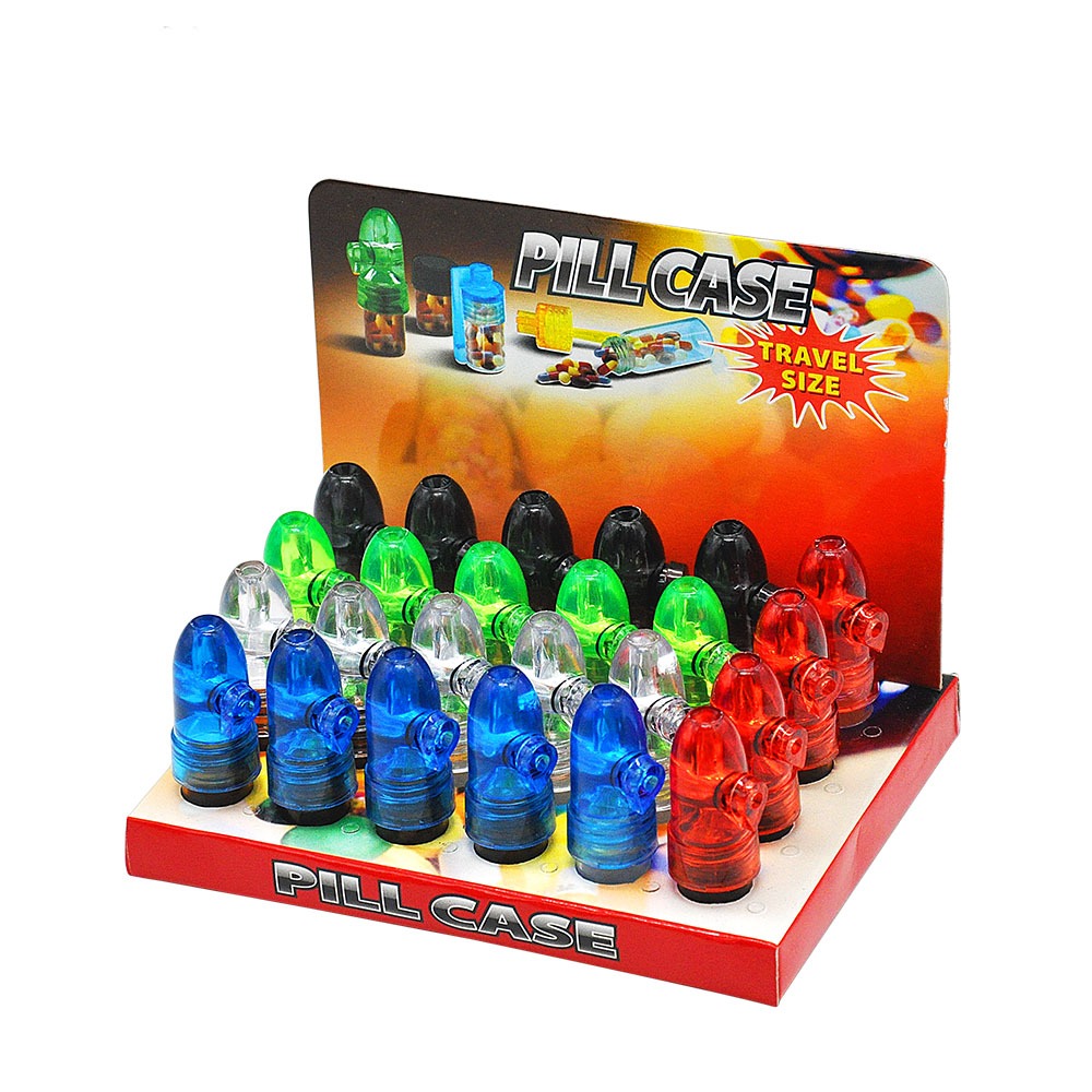 Dosiere mit Glasbehälter, Deckel in verschiedenen Farben, Bottle in transparent/braun, 51 mm, 24er-Packung