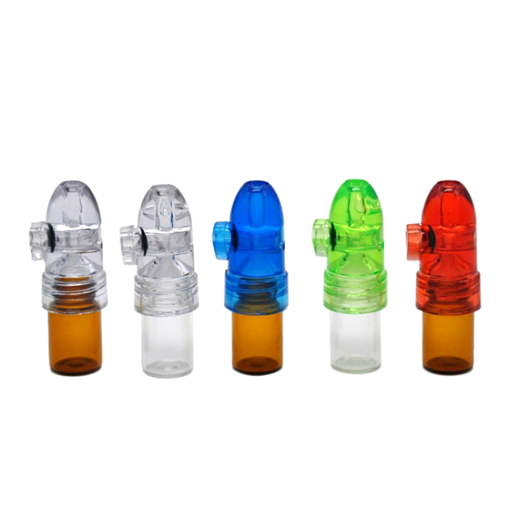 Dosiere mit Glasbehälter, Deckel in verschiedenen Farben, Bottle in transparent/braun, 51 mm, 1 VE - 24 Stück