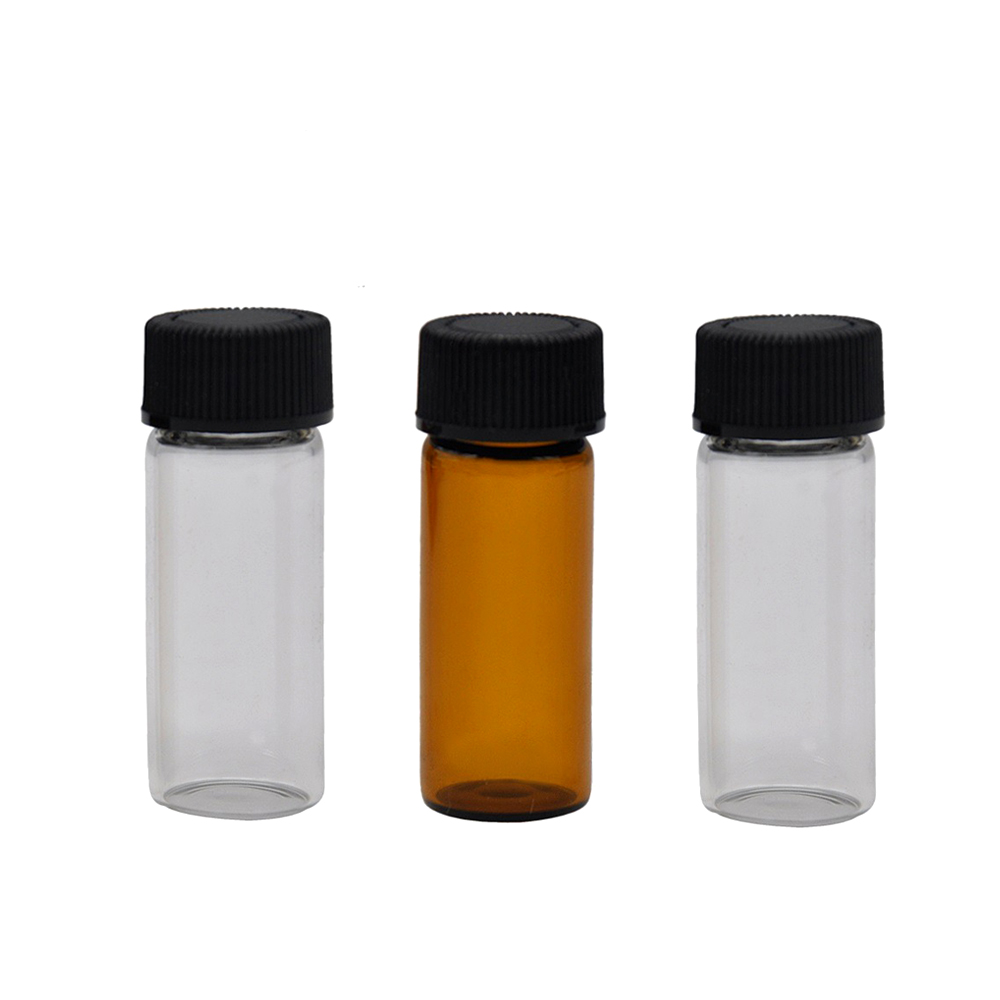 Vorratsflasche aus Glas, Deckel schwarz, Flasche transparent/braun, 42mm/1.65 Zoll, VE-24