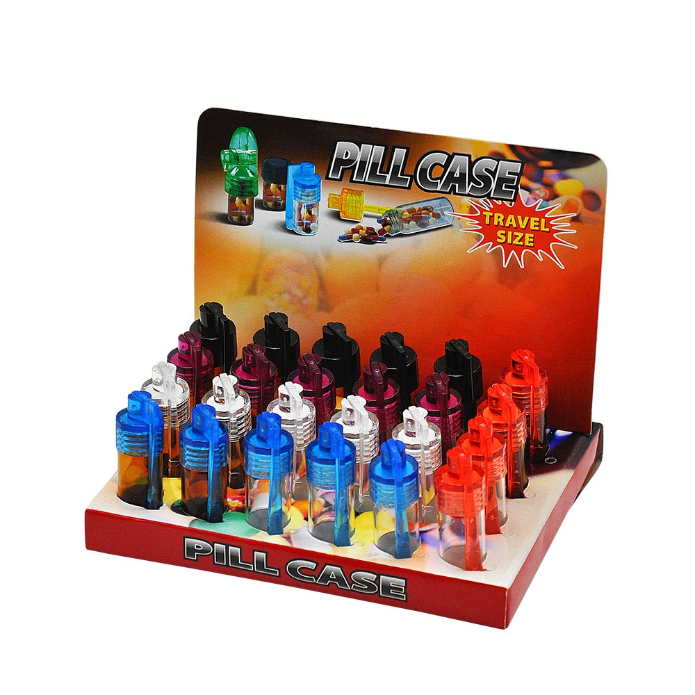 Vorratsflasche aus Glas, plastik deckel mit Löffel in verschiedenen Farben, Flasche transparent/braun, 43 mm, VE-24