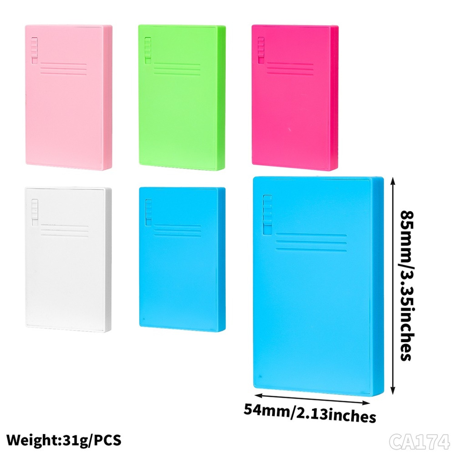 Plastik Snuff Case, verschiedene Farben, 86x54mm, VE - 12 