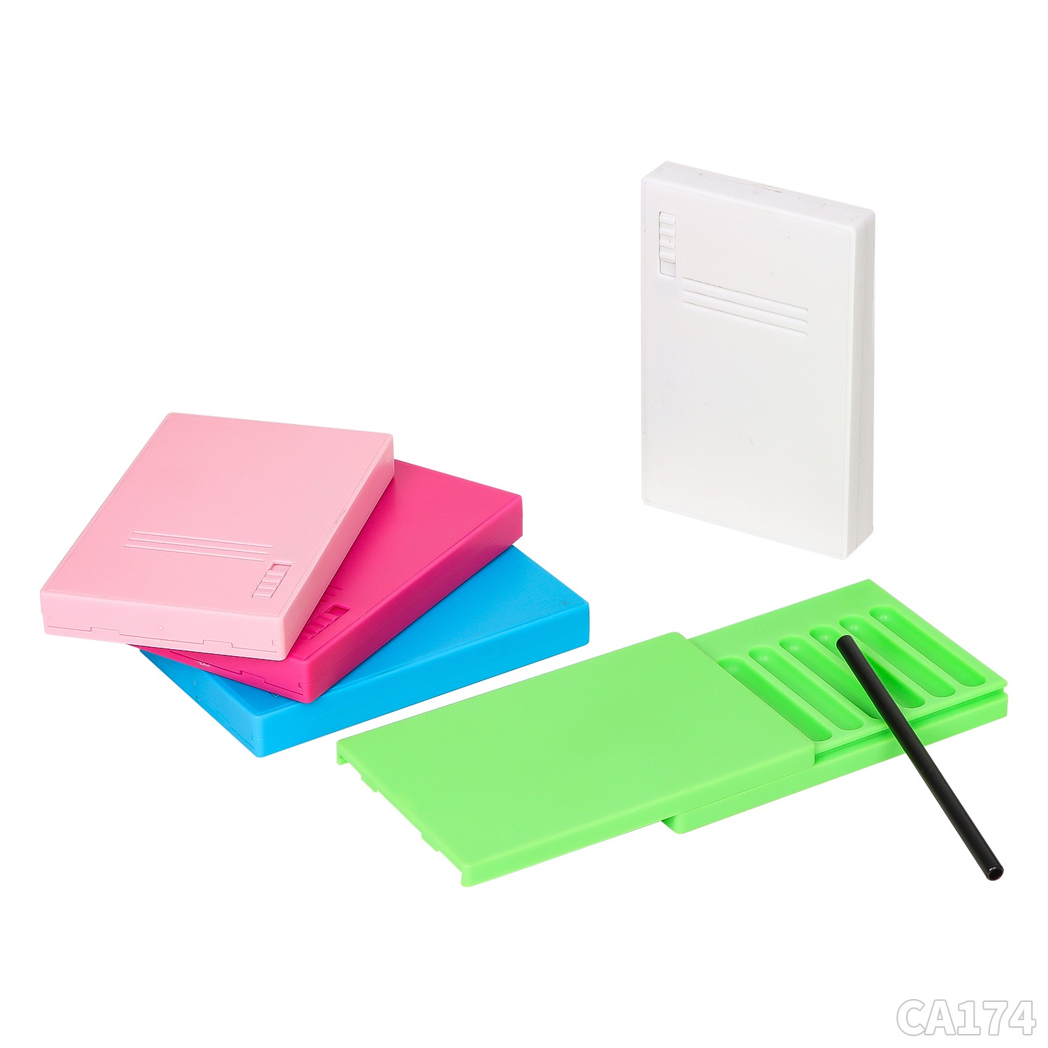 Plastik Snuff Case, verschiedene Farben, 86x54mm, VE - 12 