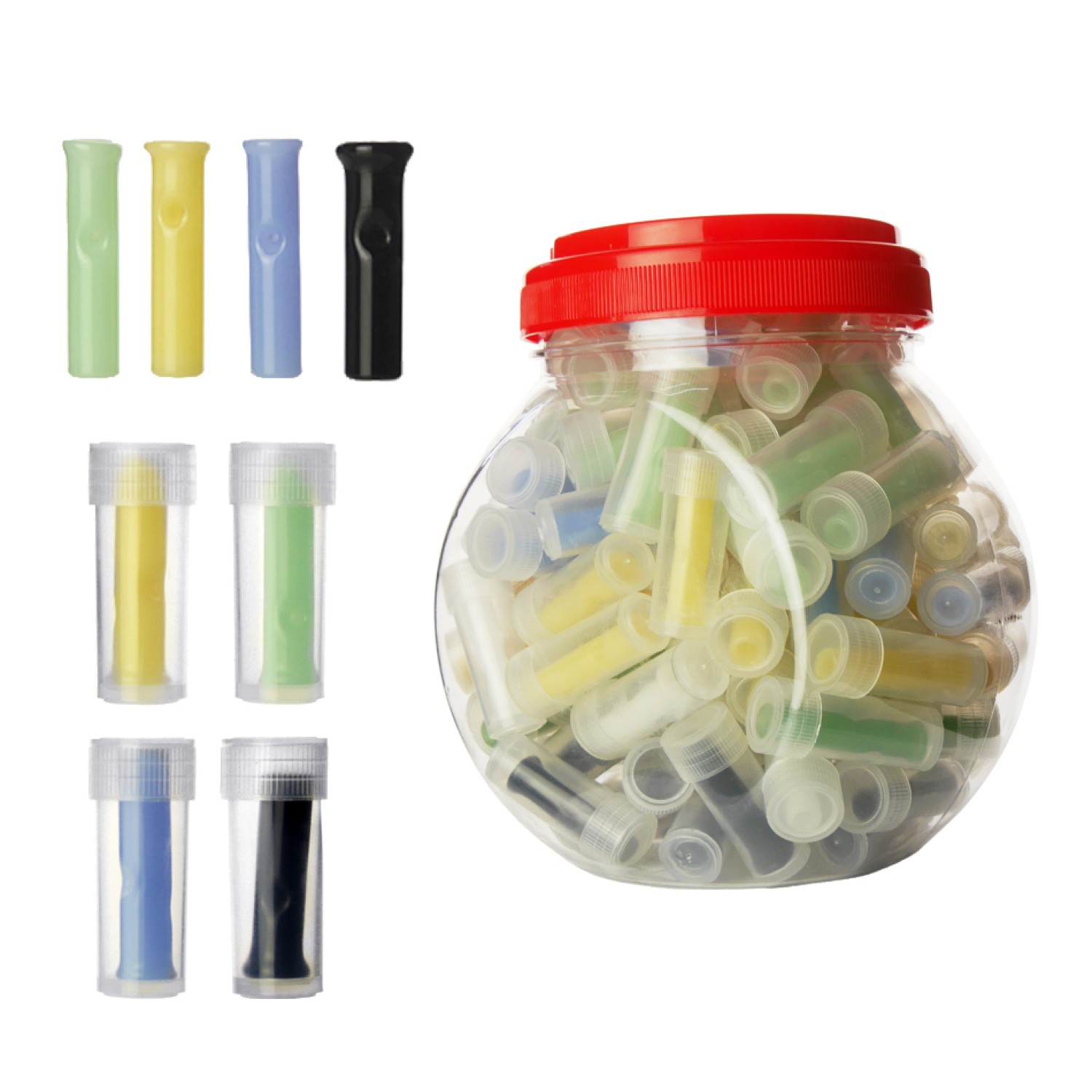 Milchig Glas-filtertips verschiedene Farben, 8x35mm, Packung mit 100 Stück