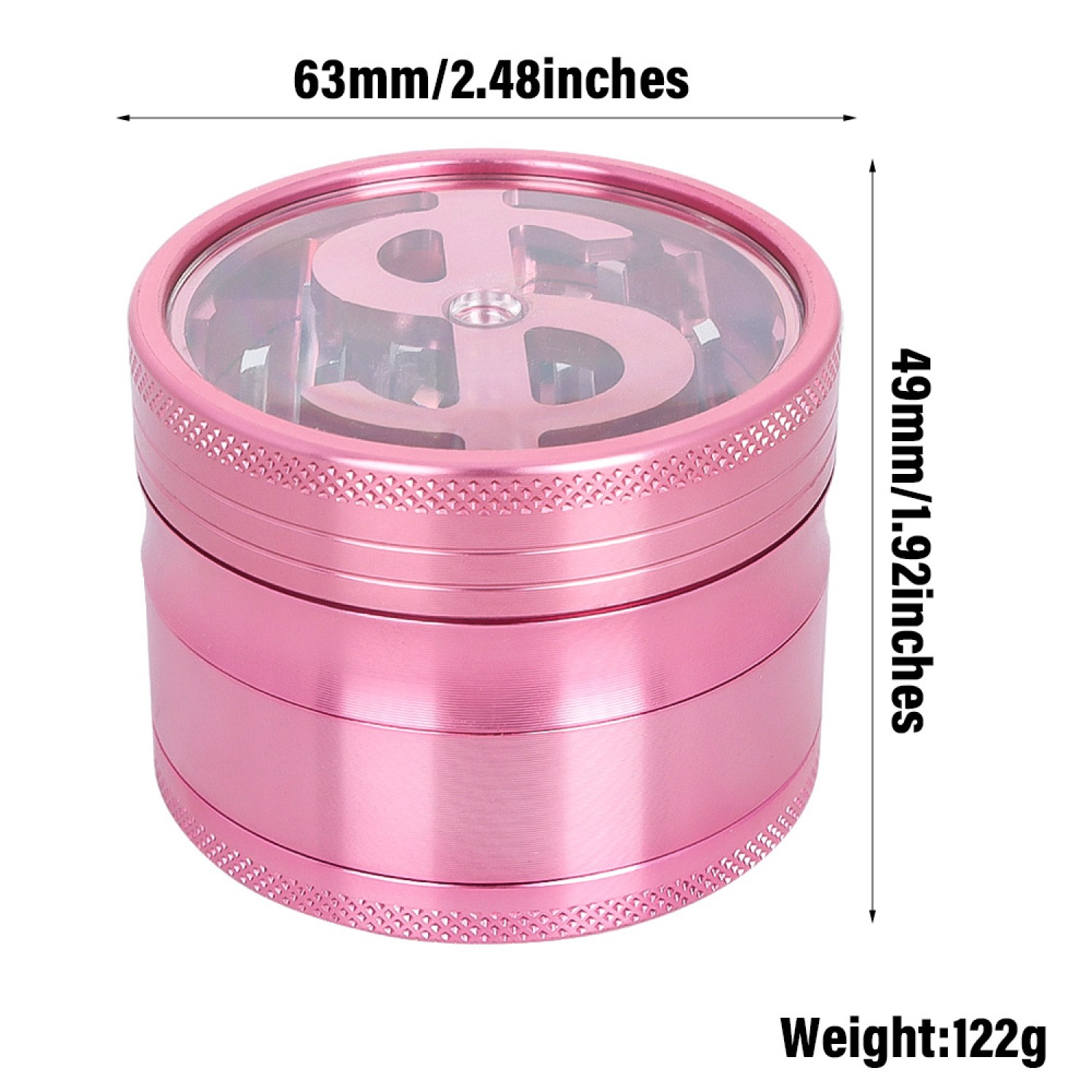 Metal Grinder mit Fenster  (Ca. ⌀ 60mm / 4-teilers)  VE-6