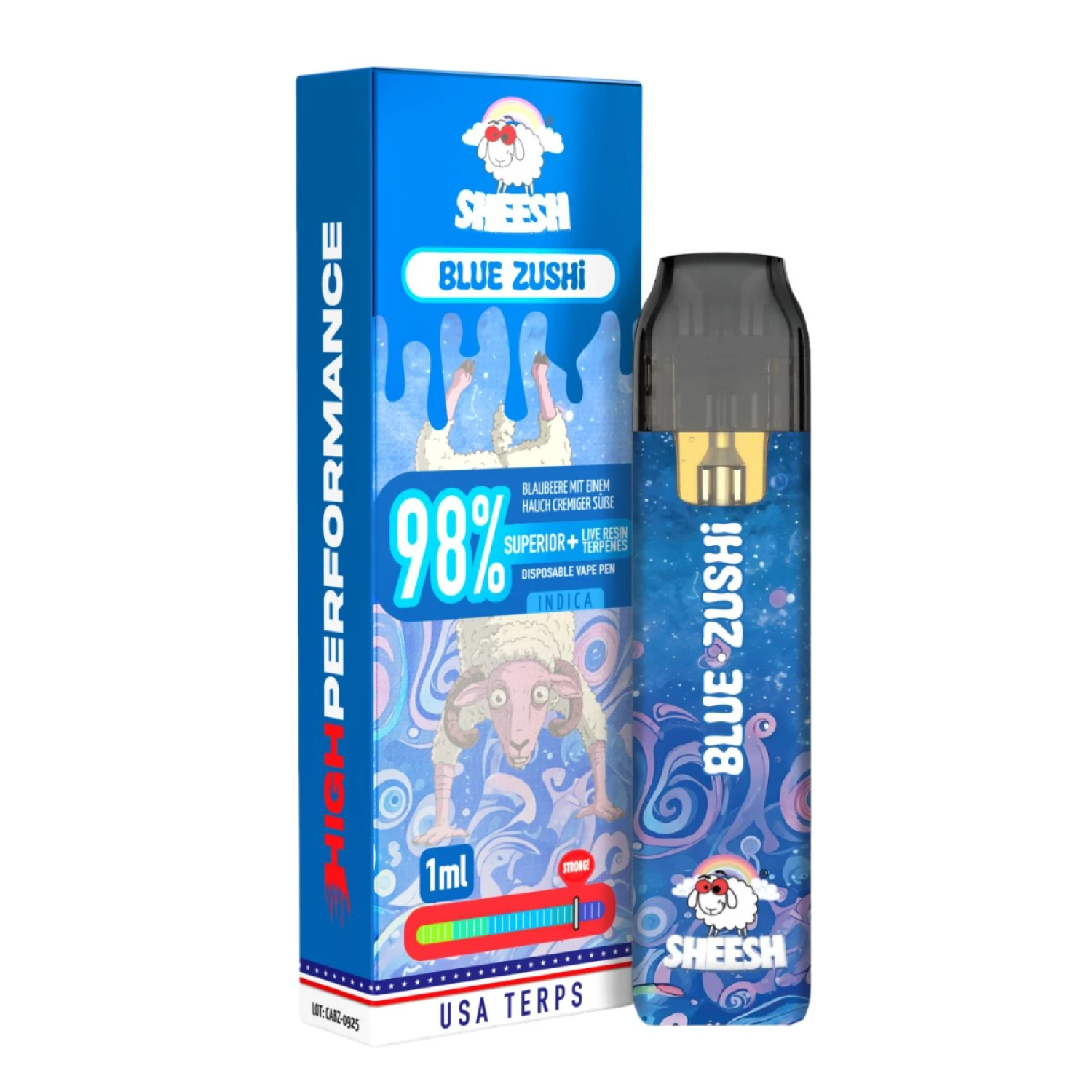Sheesh 98% Superior Einweg-Vape-Pen "Blue Zushi" 1ml