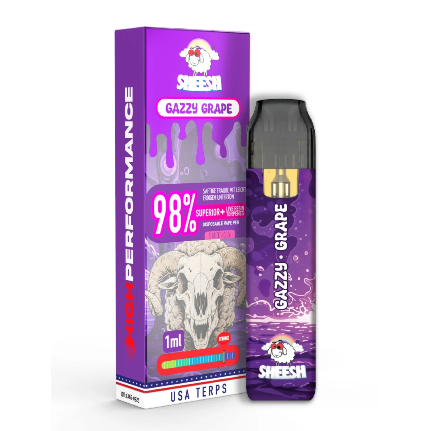 Sheesh 98% Superior Einweg-Vape-Pen "Gazzy Grape" 1ml