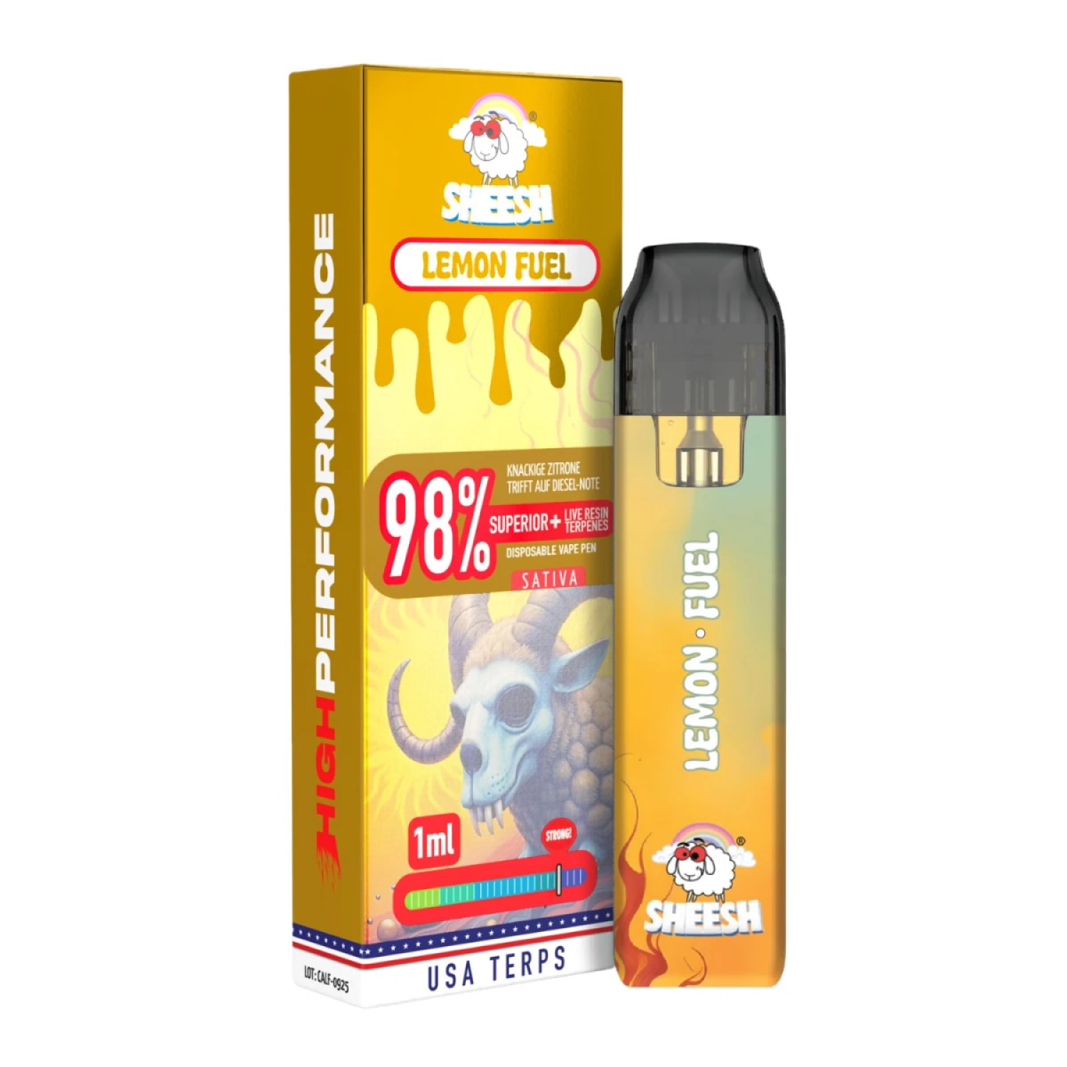 Sheesh 98% Superior Einweg-Vape-Pen "Lemon Fuel" 1ml