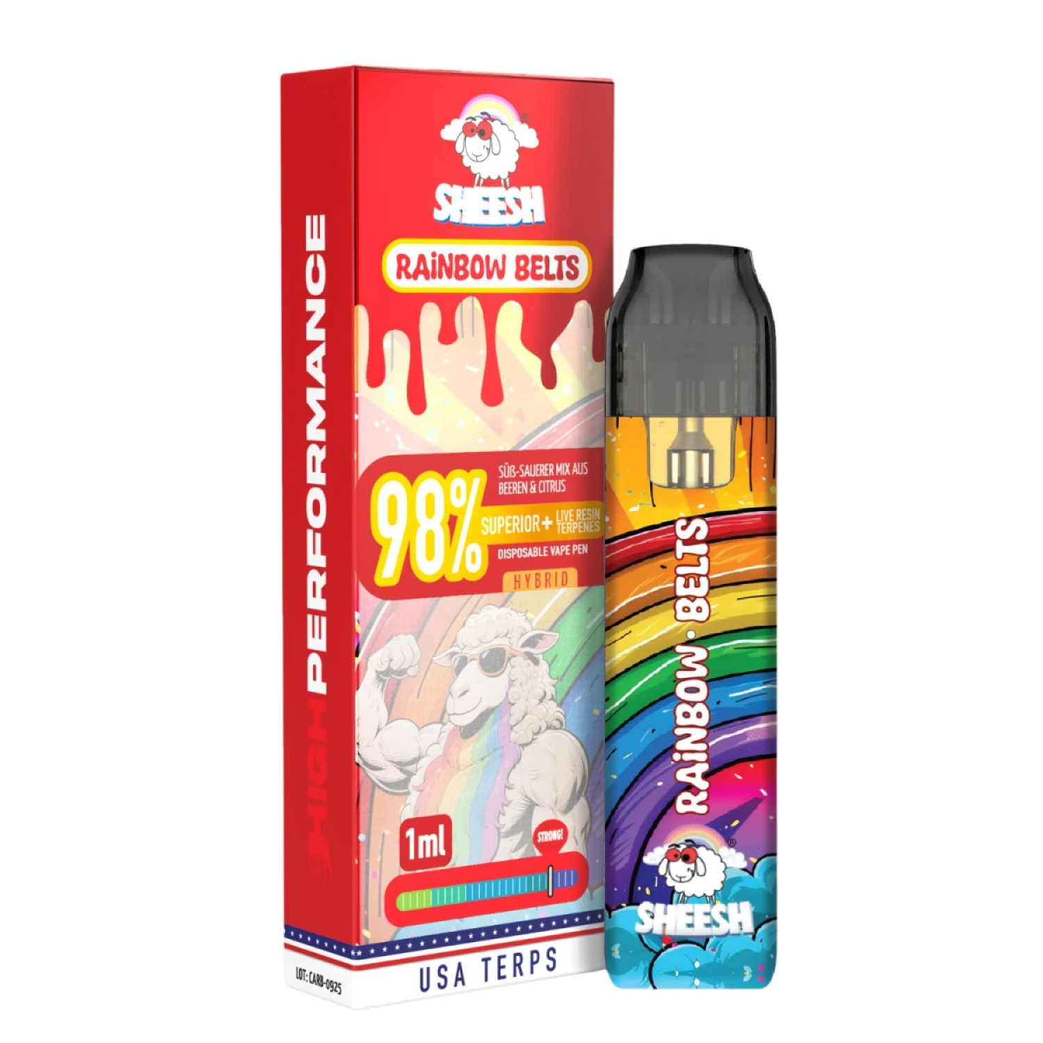 Sheesh 98% Superior Einweg-Vape-Pen "Rainbow Belts" 1ml