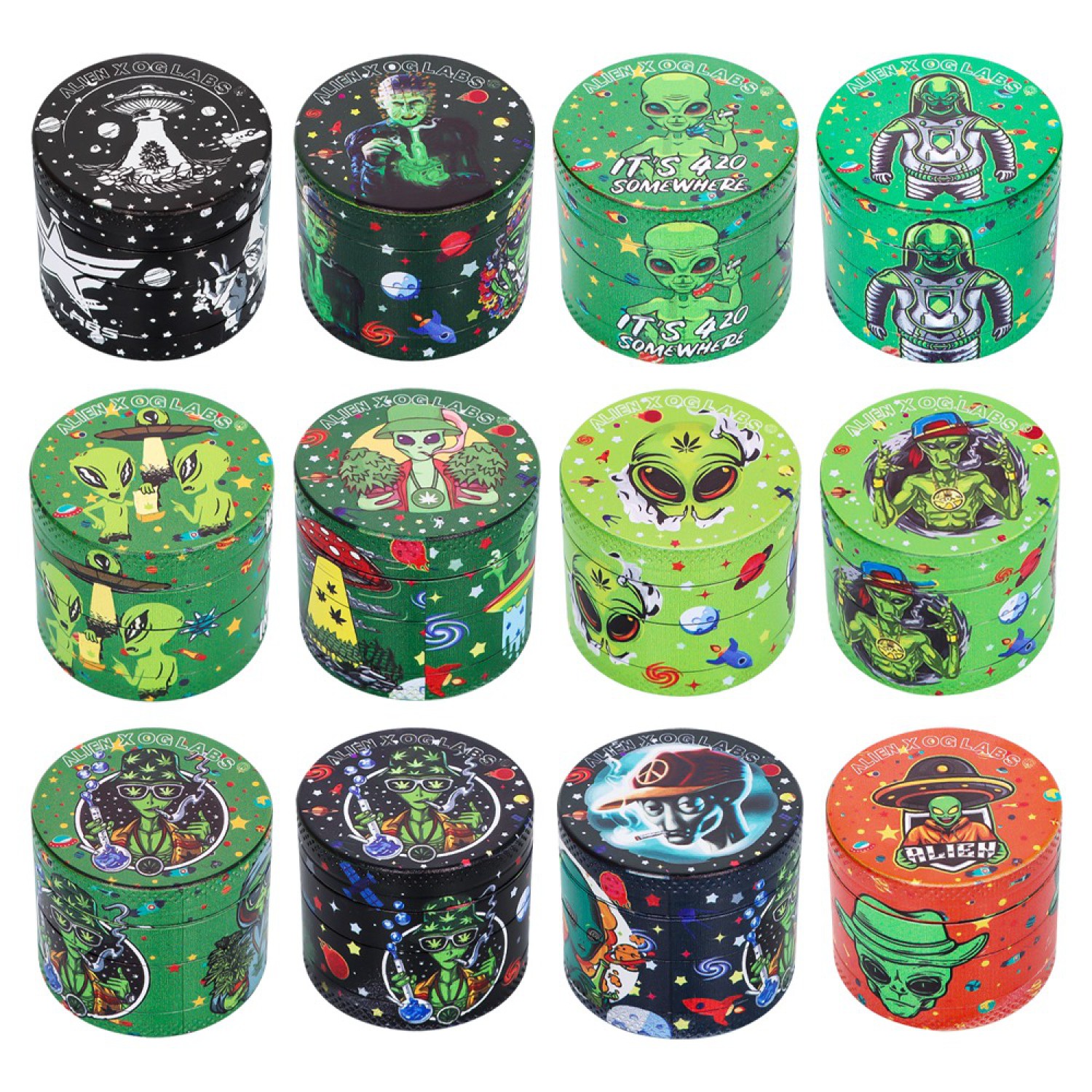 Metal Grinder "Alien X OG Labs" (⌀40 mm / 4-teilers) VE-12