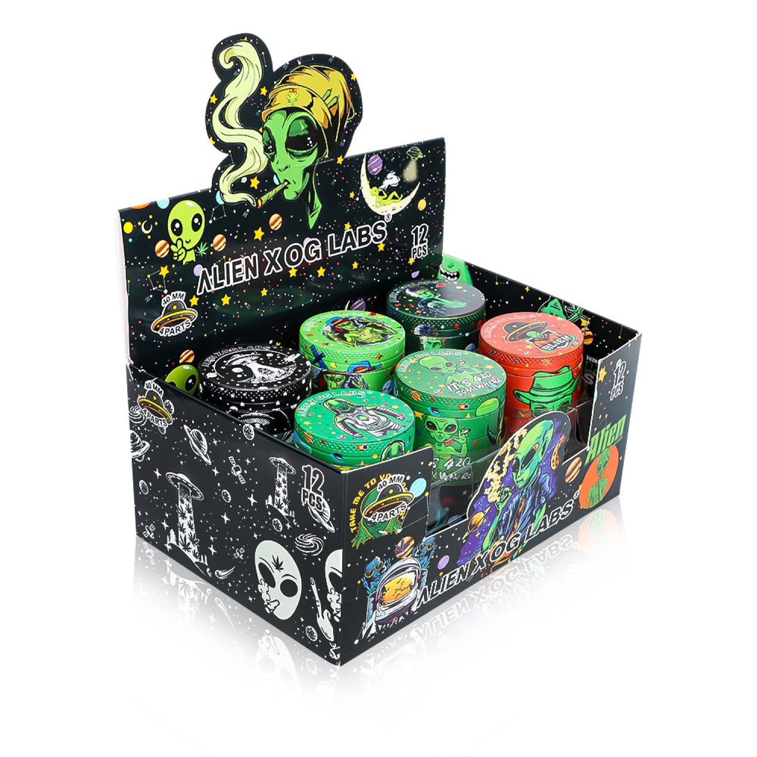 Metal Grinder "Alien X OG Labs" (⌀40 mm / 4-teilers) VE-12