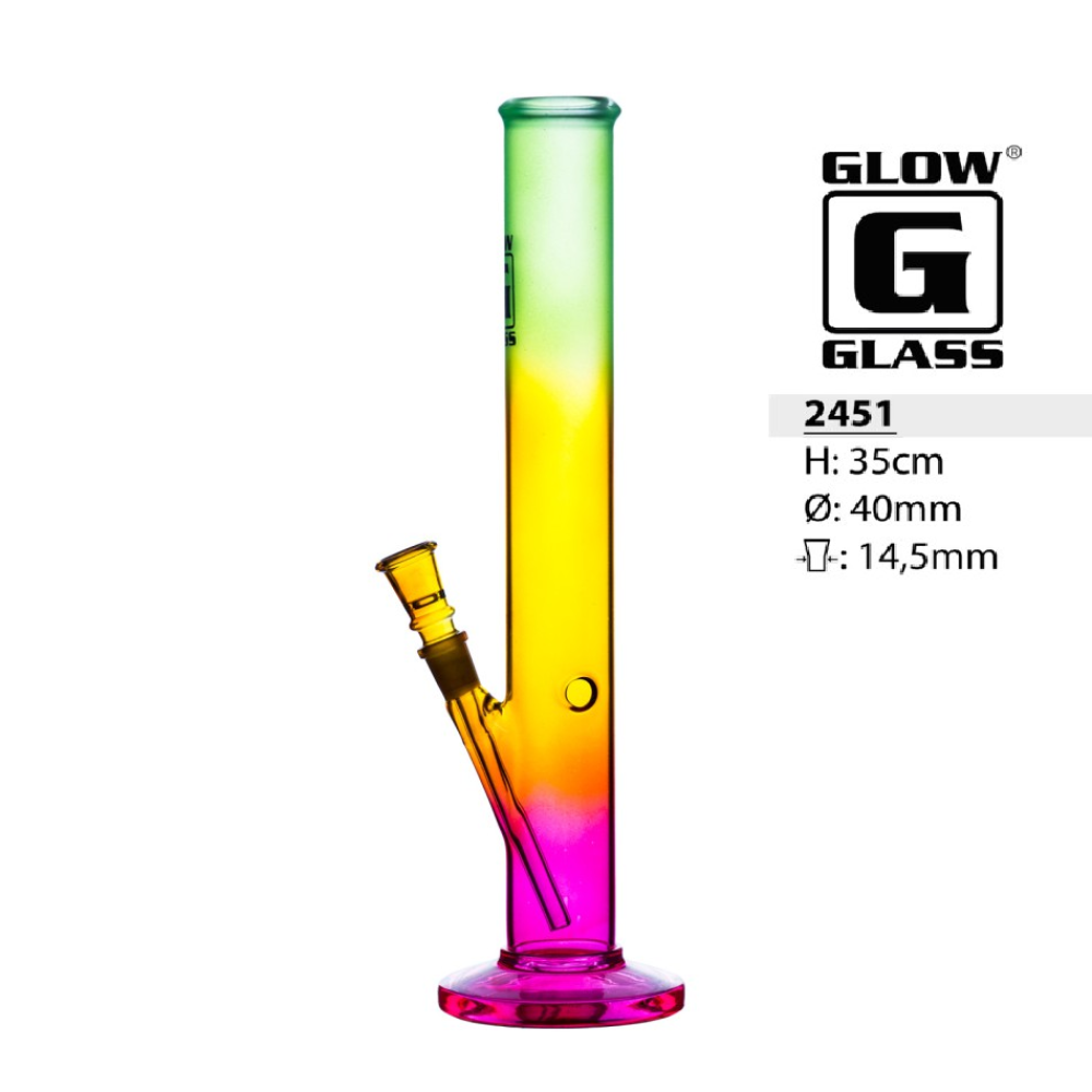 Glow Glasbong Zylinder | Reggae Farben |  H: 35cm, Ø:40mm, Schliff: 14,5mm