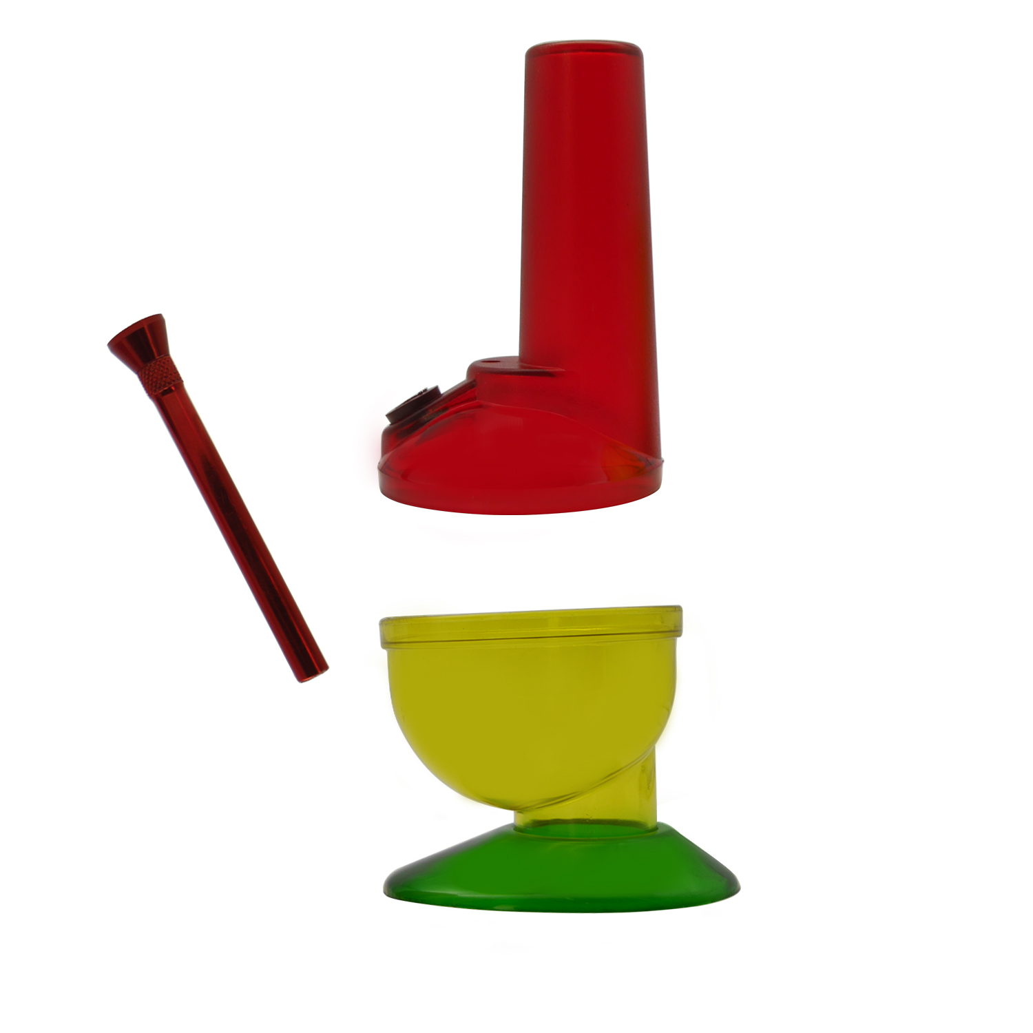 Acrylbong mit 2teiler Bauch mit Fuß Rasta ca.20cm