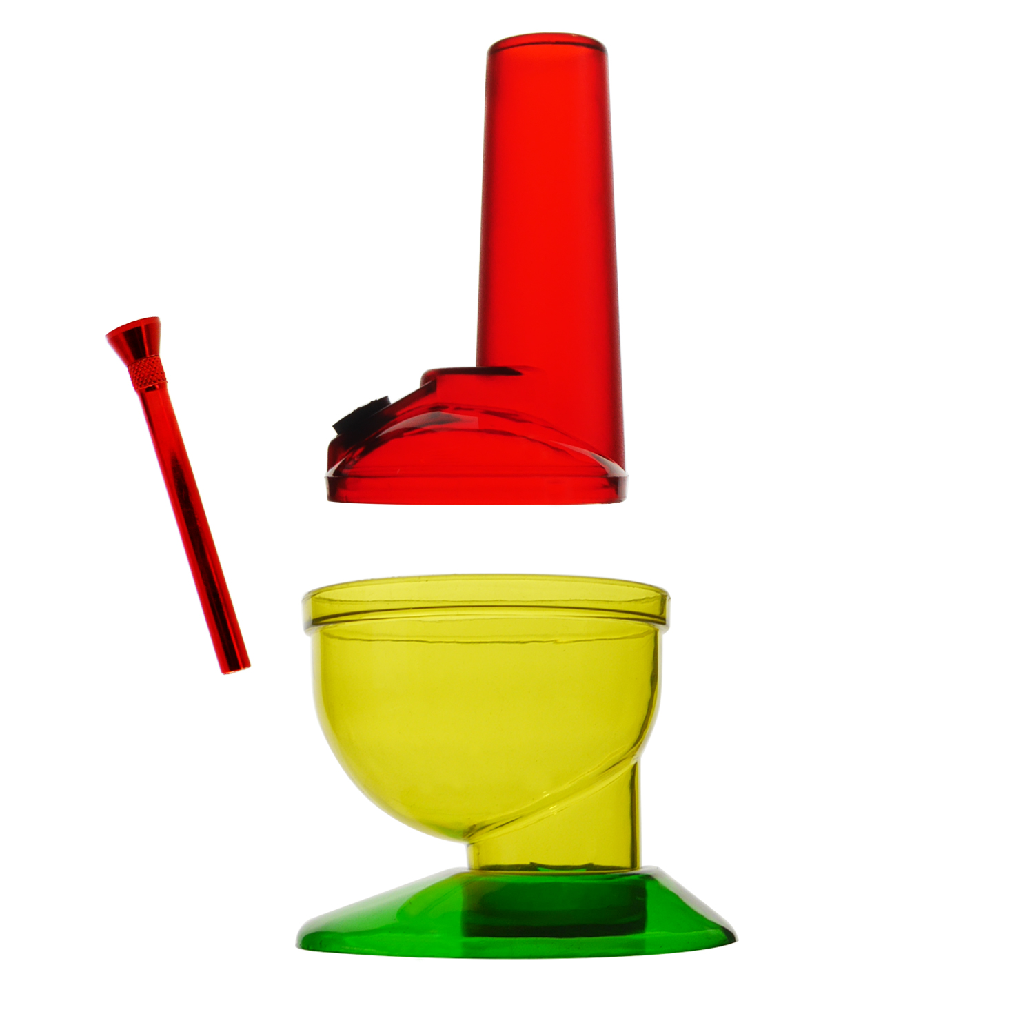 Acrylbong mit 2teiler Bauch mit Fuß Rasta ca.20cm