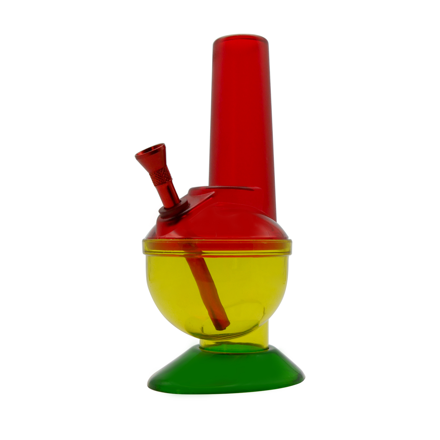 Acrylbong mit 2teiler Bauch mit Fuß Rasta ca.20cm