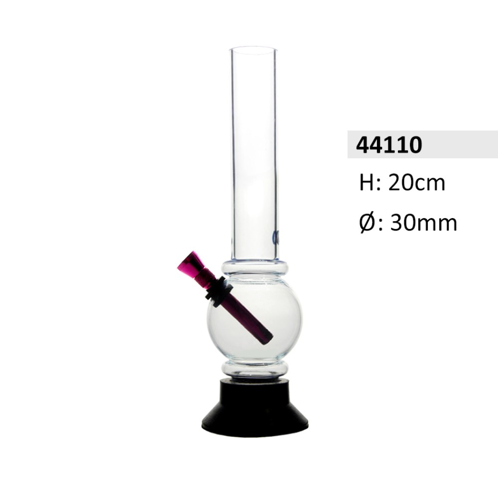 Acrylbong Transparent mit Kugel + 2 Ringen mit Gummifuß ca. Ø: 30mm, 20cm Hoch