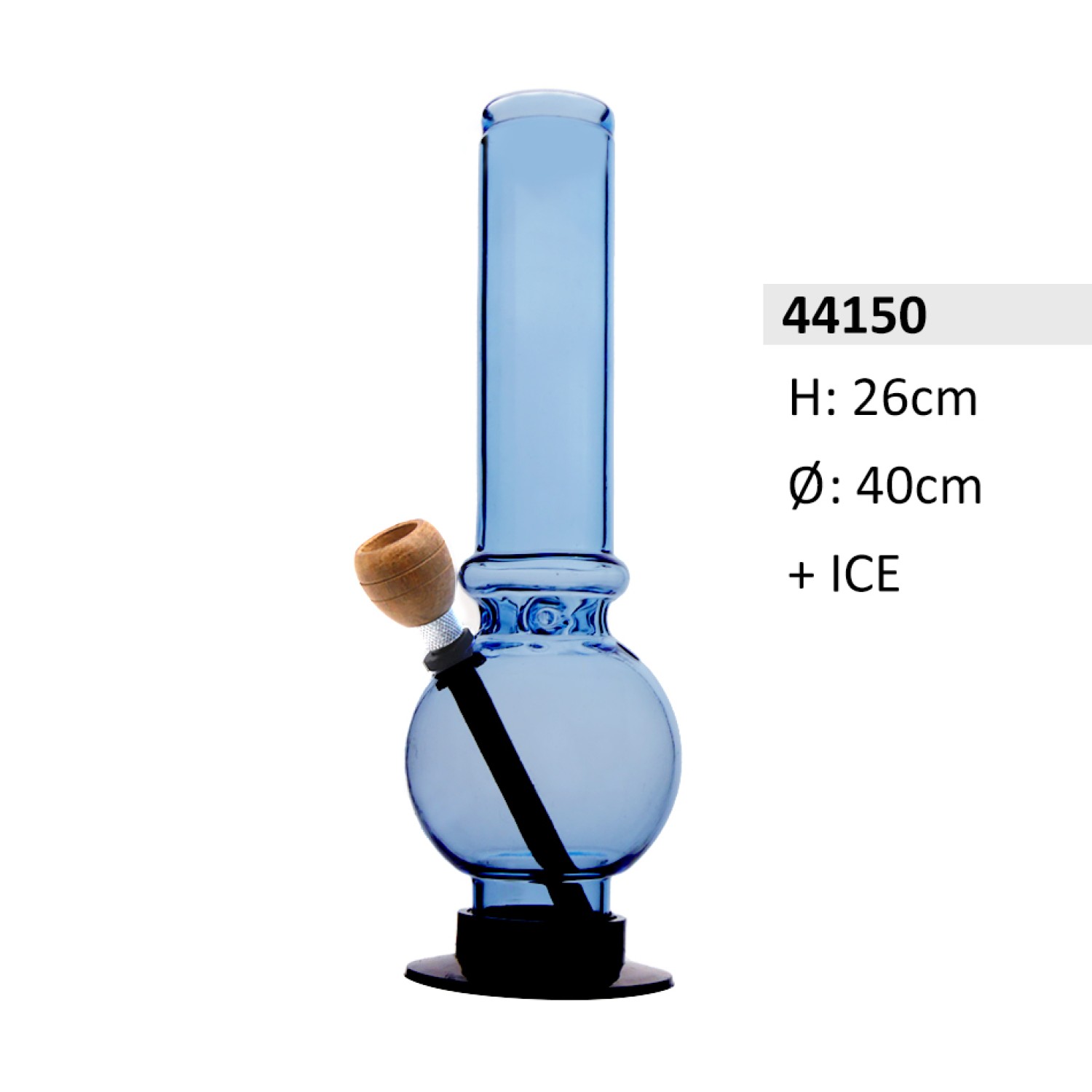 Acryl Eisbong, hellblau mit Holzkopf, Höhe: 26 cm, Ø: 40 mm