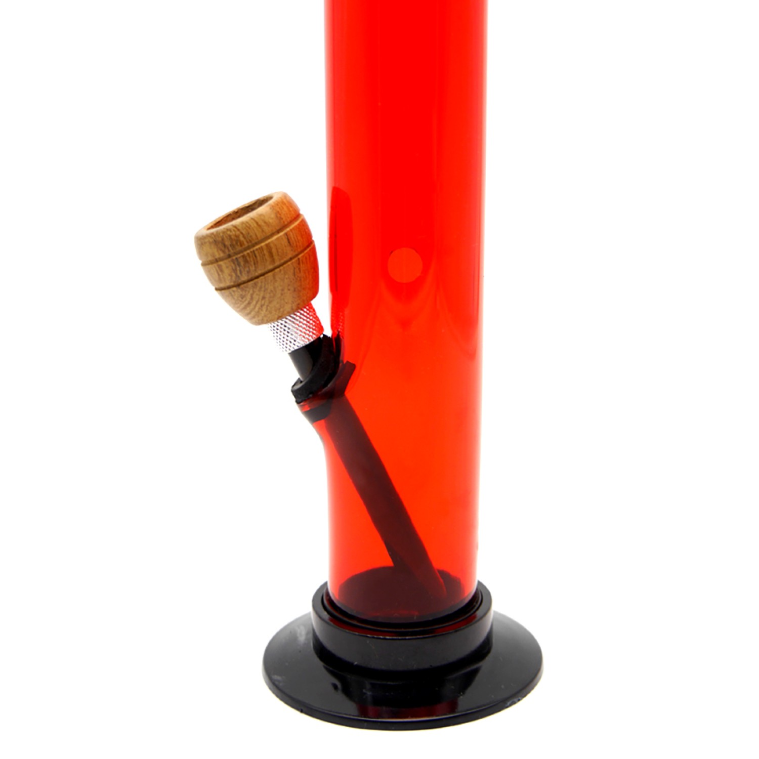 Acryl-Bong mit Holzkopf, Rot Farbe, ca. Ø 40 mm, 26 cm hoch
