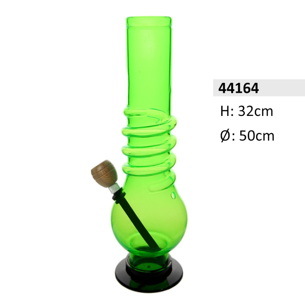 Acrylbong Grün gerade mit Bauch & Drähte auf der Rohr ca. Ø: 50mm, H: 32cm