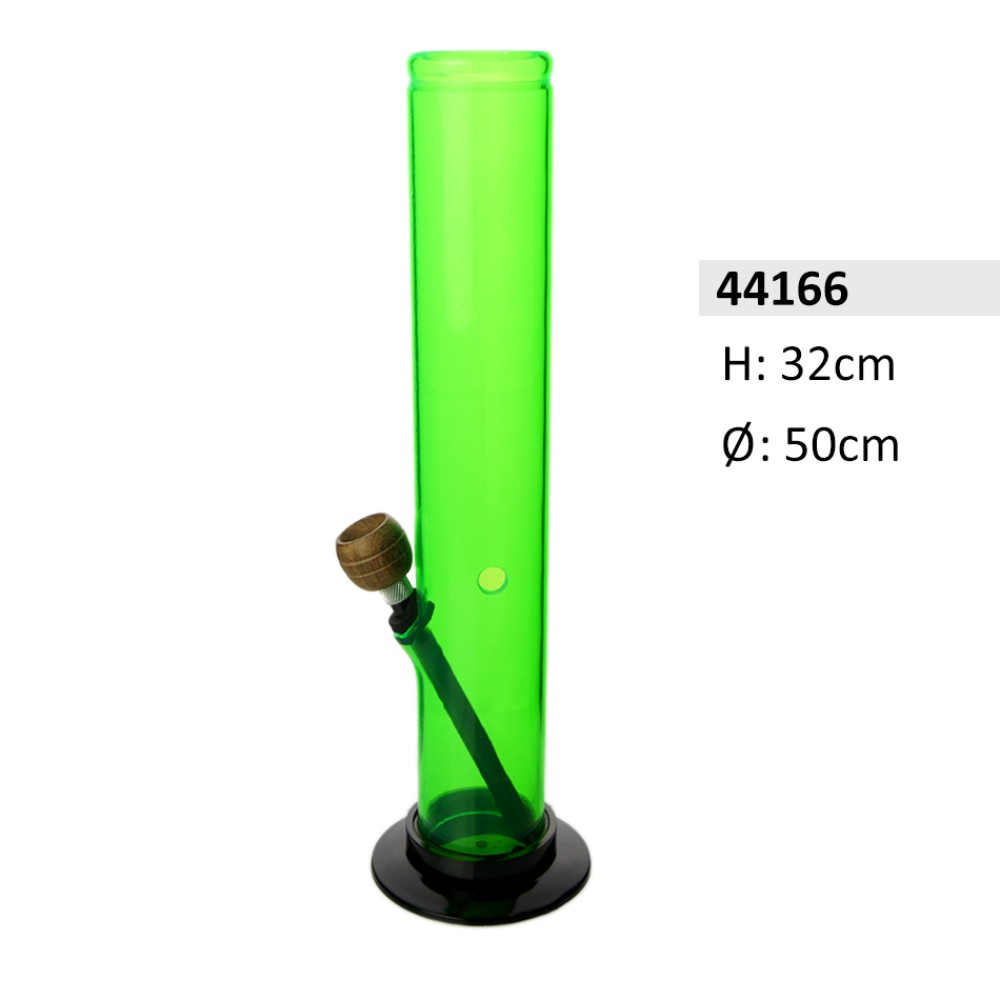 Acrylbong Grün gerade mit HolzKopf  ca. Ø: 50mm, H: 32cm
