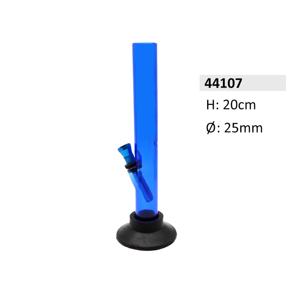 Acryl-Bong blau gerade mit Gummifuß, ca. Ø 25 mm, 20 cm hoch