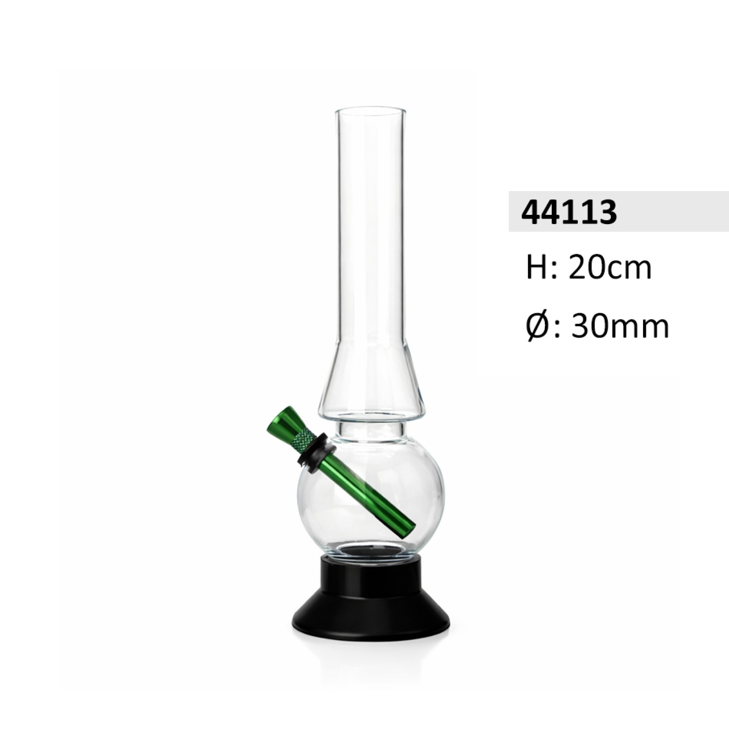 Acrylbong transparent mit Kugel und Gummifuß, ca. Ø: 30 mm, H: 20 cm
