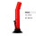 Acryl-Bong, gebogen, Rot, mit Aluminium-kopf, ca. Ø: 40 mm, H: 27 cm