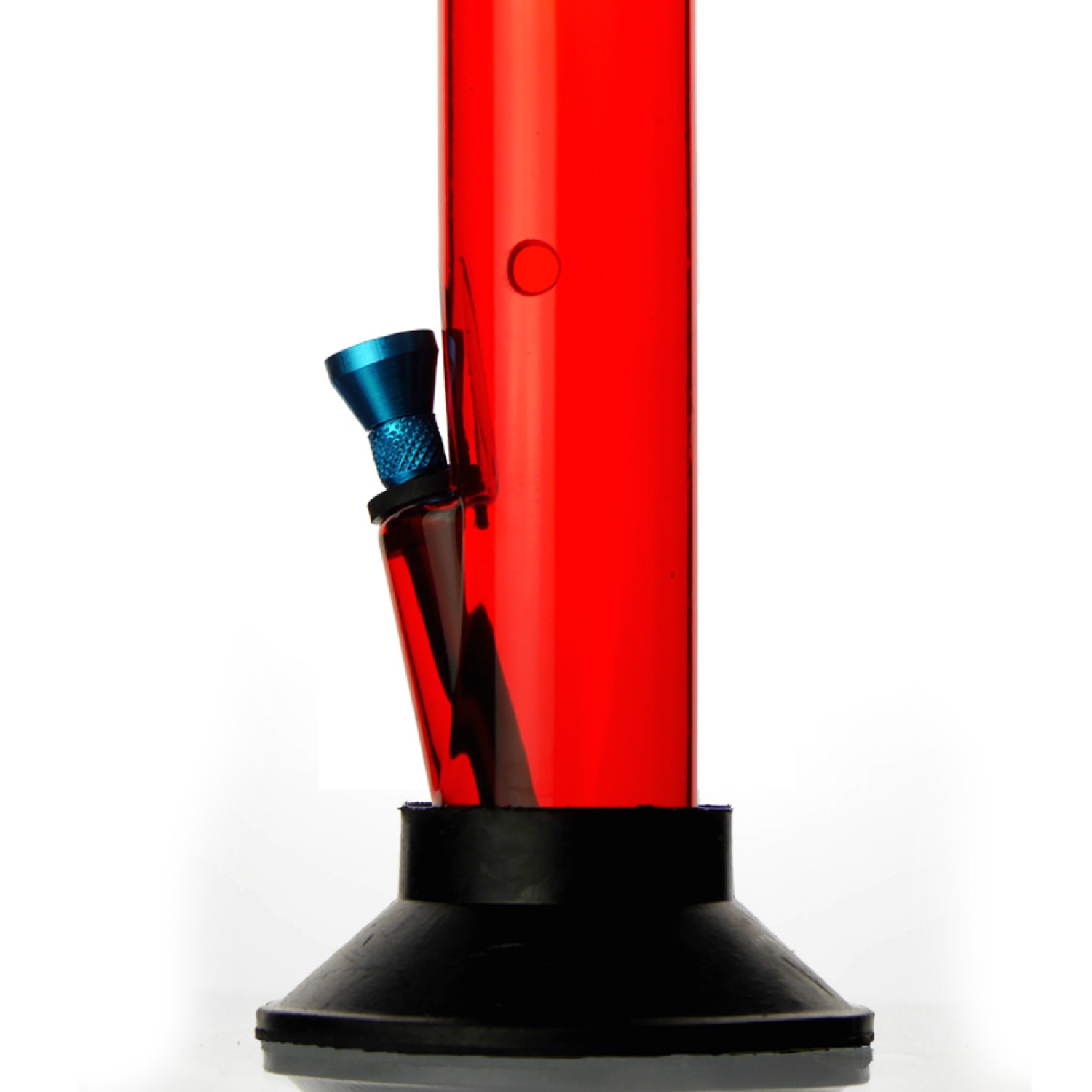 Acryl-Bong, gebogen, Rot, mit Aluminium-kopf, ca. Ø: 40 mm, H: 27 cm