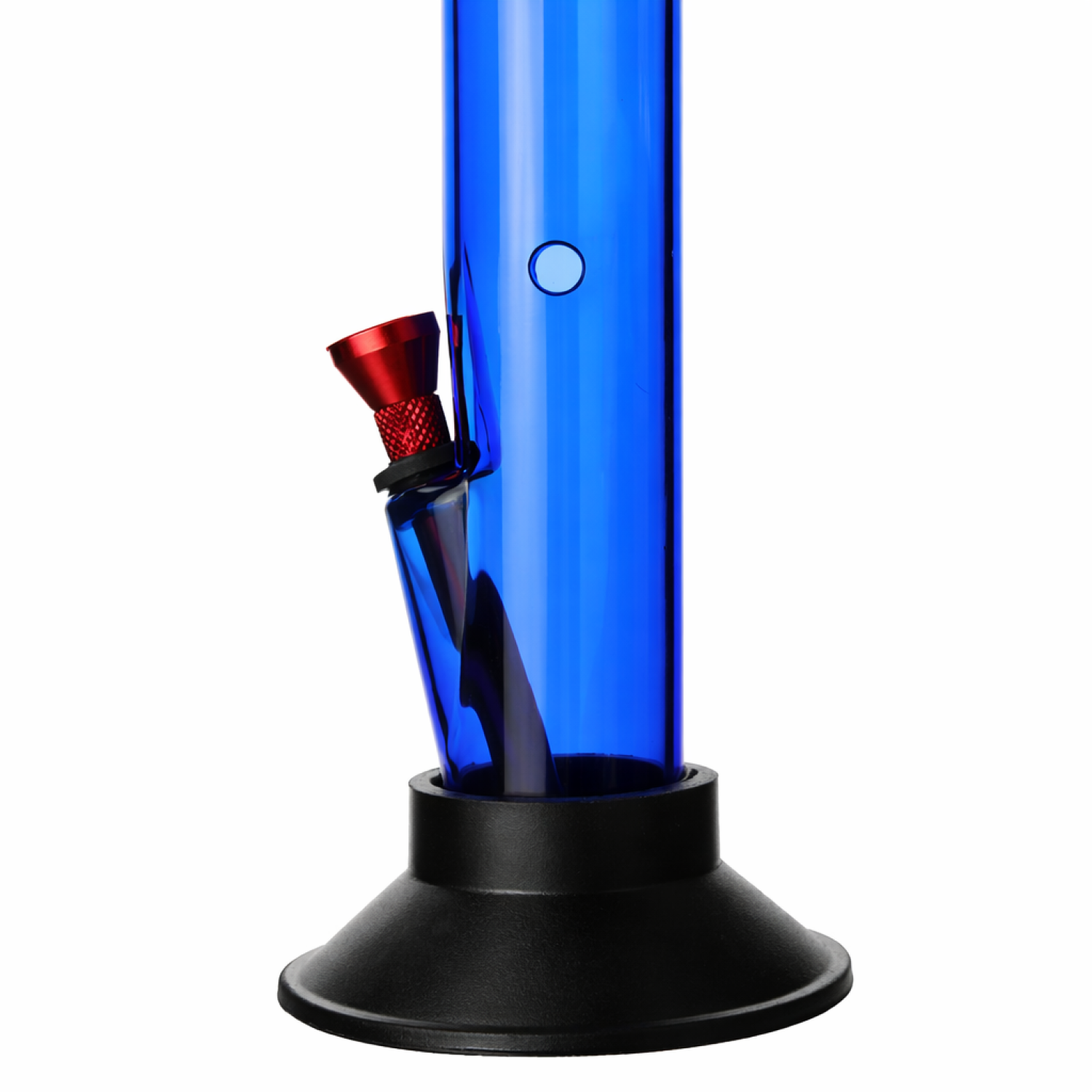 Acryl-Bong, gebogen, Blau, mit Aluminium-kopf, ca. Ø: 40 mm, H: 27 cm