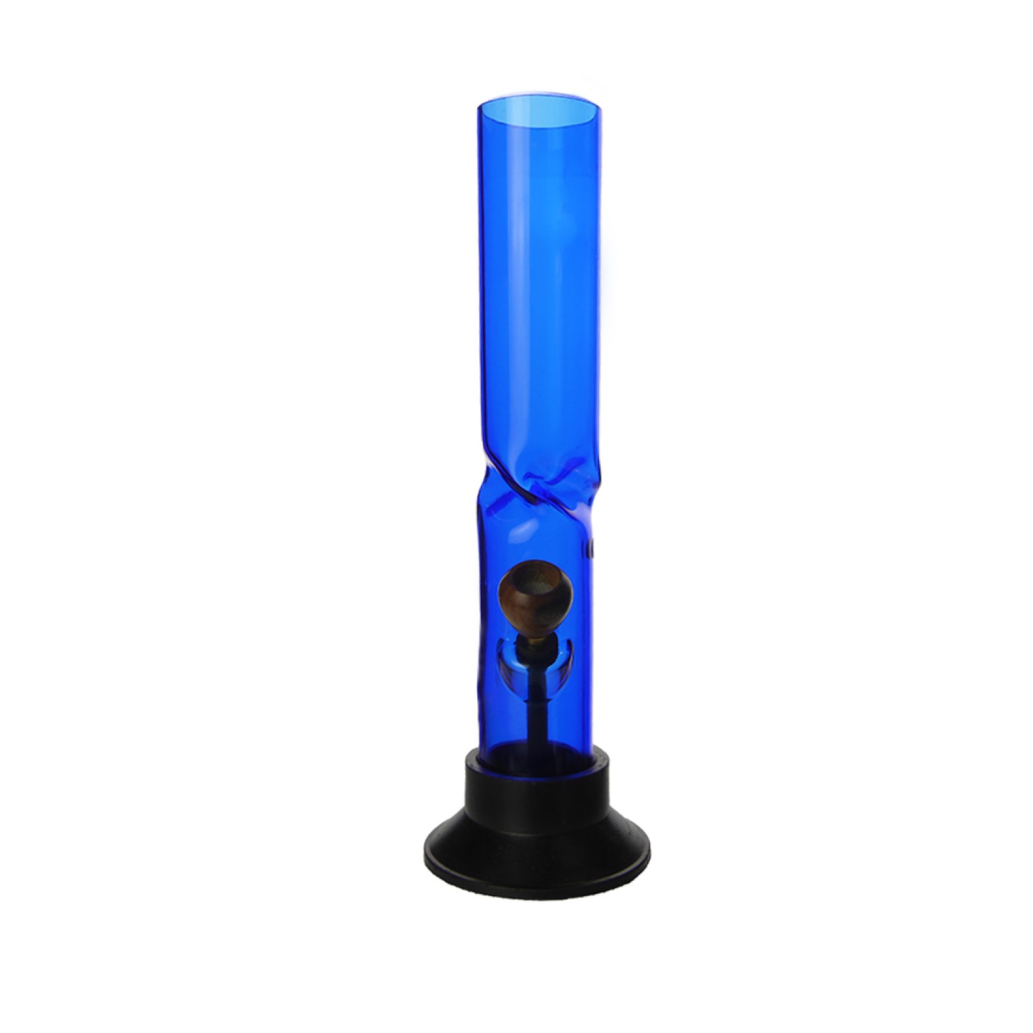 Acryl ice bong Gerade Blau mit Holz Kopf & mit Gummifuß, ca. Ø: 50 mm, H: 32 cm