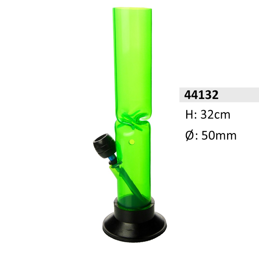 Acryl ice bong Gerade Grün mit Holz Kopf & mit Gummifuß, ca. Ø: 50 mm, H: 32 cm