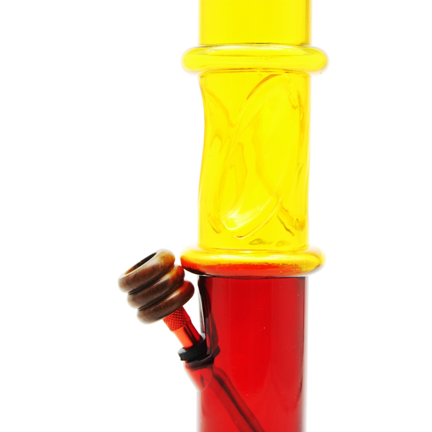 Acryl Eis Bong, Rasta Gerade mit Holzkopf & Gummifuß, ca. Ø: 50 mm, H: 42 cm