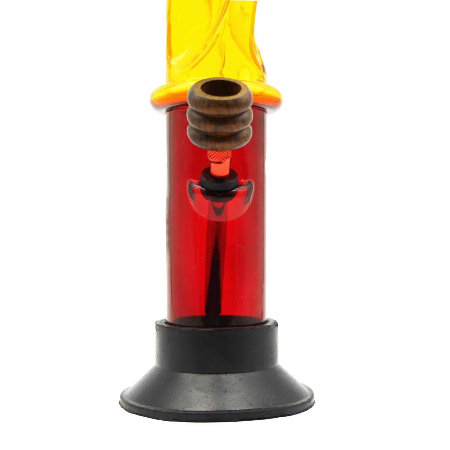 Acryl Eis Bong, Rasta Gerade mit Holzkopf & Gummifuß, ca. Ø: 50 mm, H: 42 cm