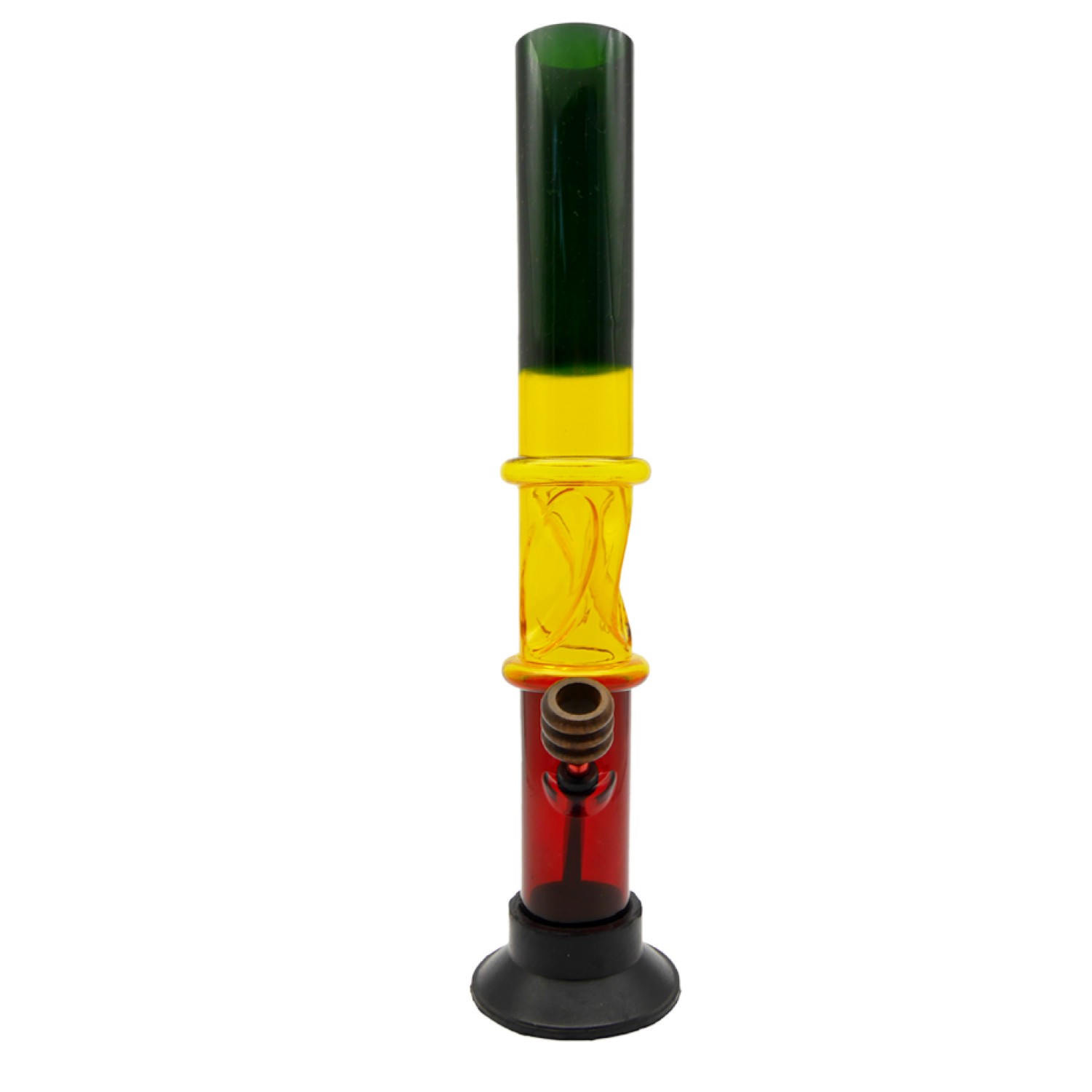 Acryl Eis Bong, Rasta Gerade mit Holzkopf & Gummifuß, ca. Ø: 50 mm, H: 42 cm