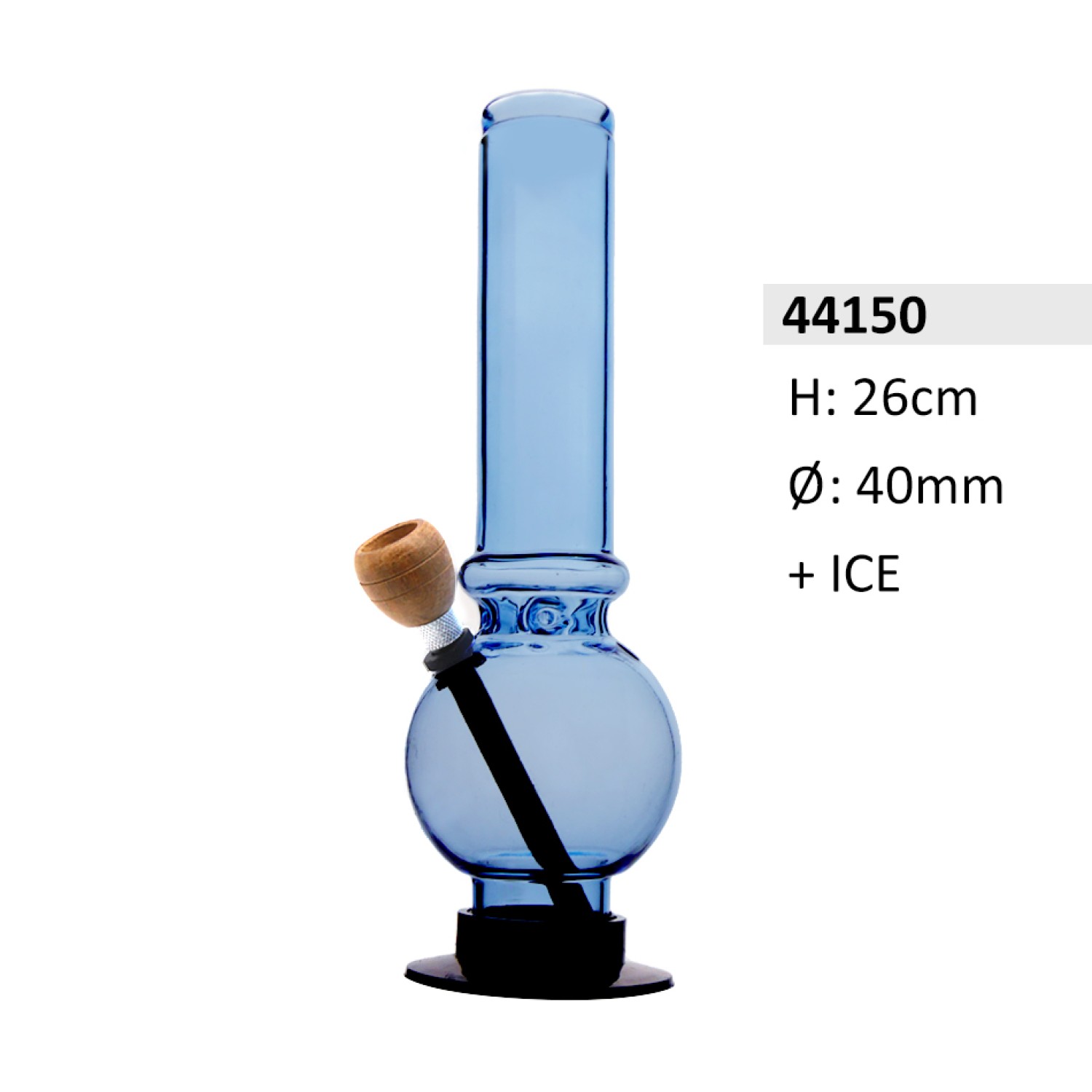 Acryl Eisbong, hellblau mit Holzkopf, Höhe: 26 cm, Ø: 40 mm Acryl Eisbong, hellblau mit Holzkopf, Höhe: 26 cm, Ø: 40 mm
