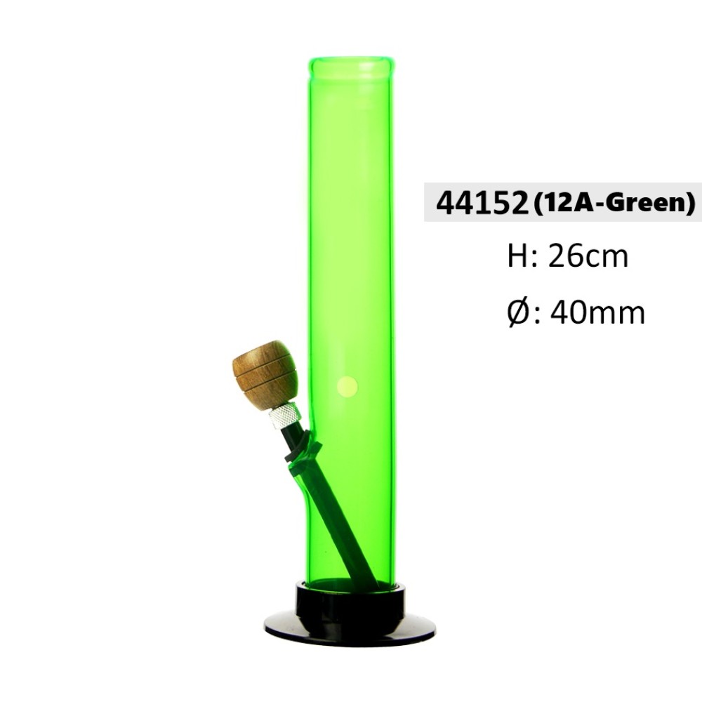 Acryl-Bong mit Holzkopf, Grüne Farbe, ca. Ø 40 mm, 26 cm hoch