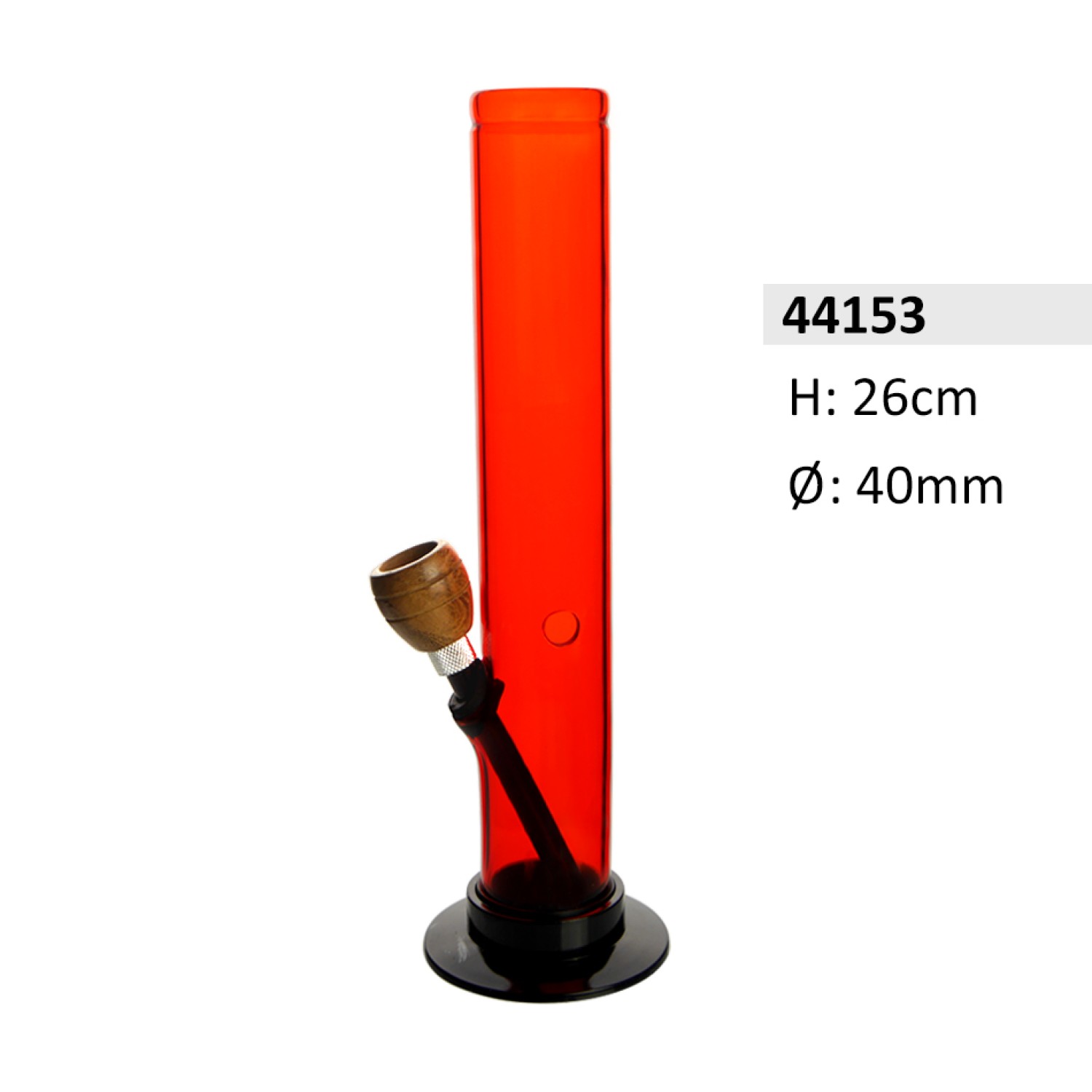 Acryl-Bong mit Holzkopf, Rot Farbe, ca. Ø 40 mm, 26 cm hoch Acryl-Bong mit Holzkopf, Rot Farbe, ca. Ø 40 mm, 26 cm hoch