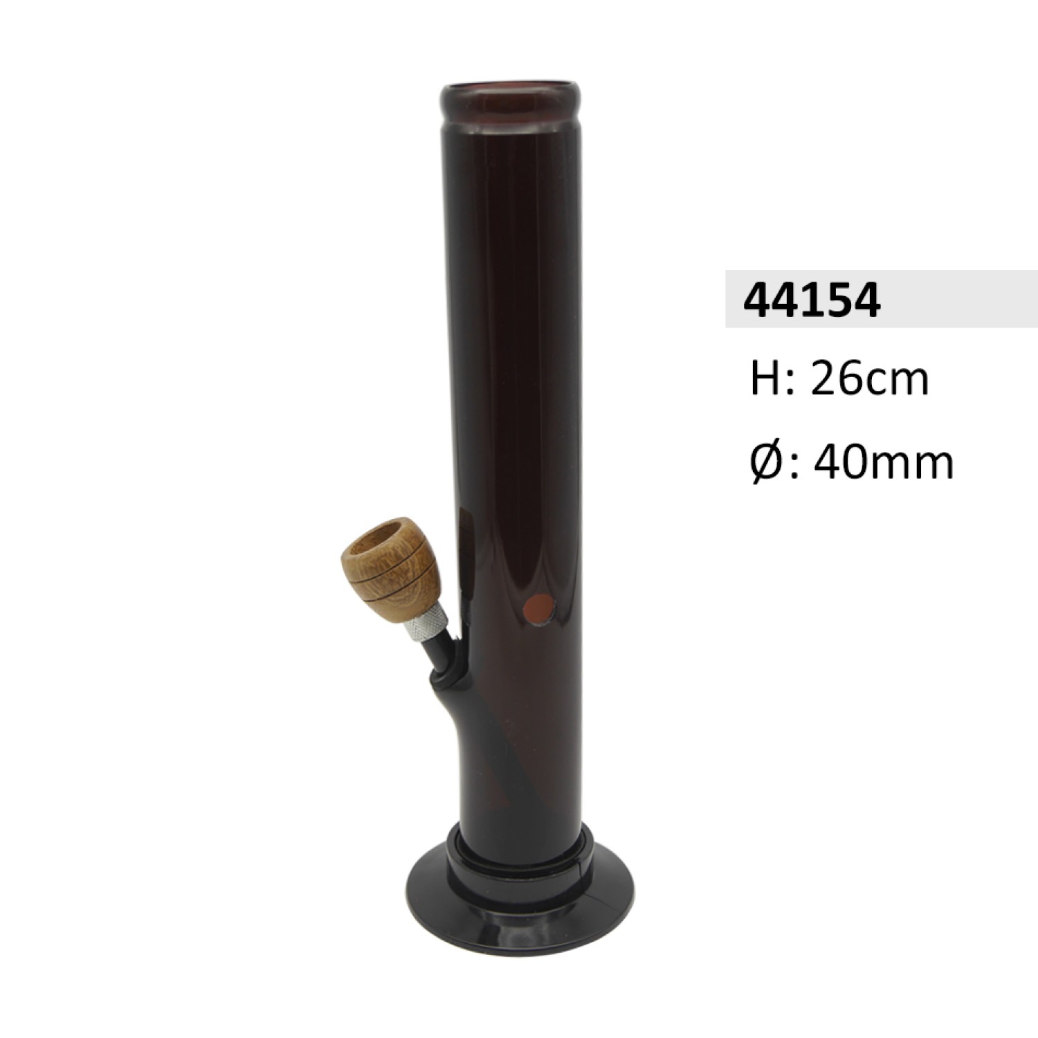Acryl-Bong mit Holzkopf, Schwarz Farbe, ca. Ø 40 mm, 26 cm hoch Acryl-Bong mit Holzkopf, Schwarz Farbe, ca. Ø 40 mm, 26 cm hoch