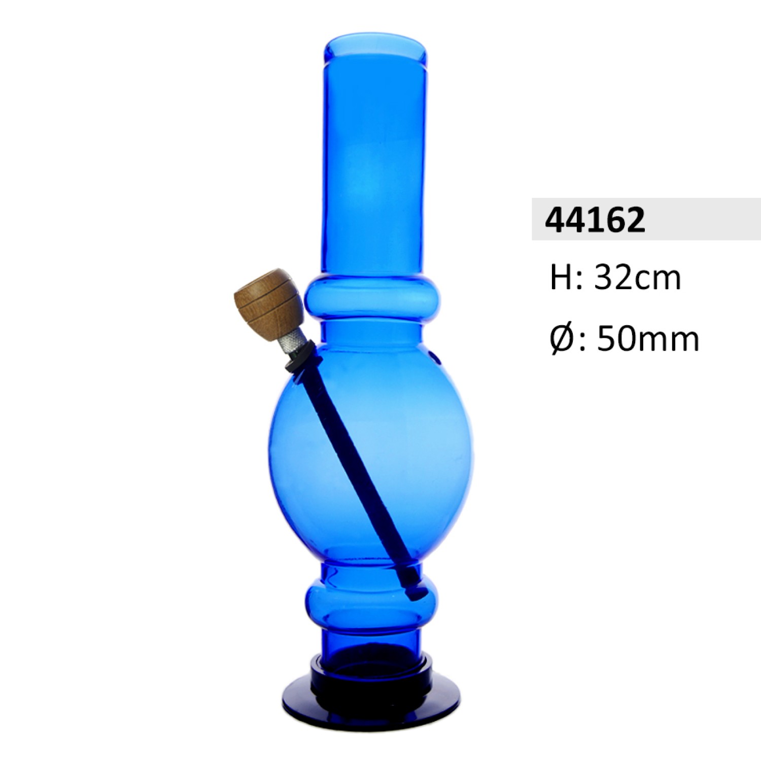 Acrylbong Blau mit Eier Kugel & 2 Ringe mit Holzkopf ca. Ø: 50mm, Hoch: 32cm Acrylbong Blau mit Eier Kugel & 2 Ringe mit Holzkopf ca. Ø: 50mm, Hoch: 32cm