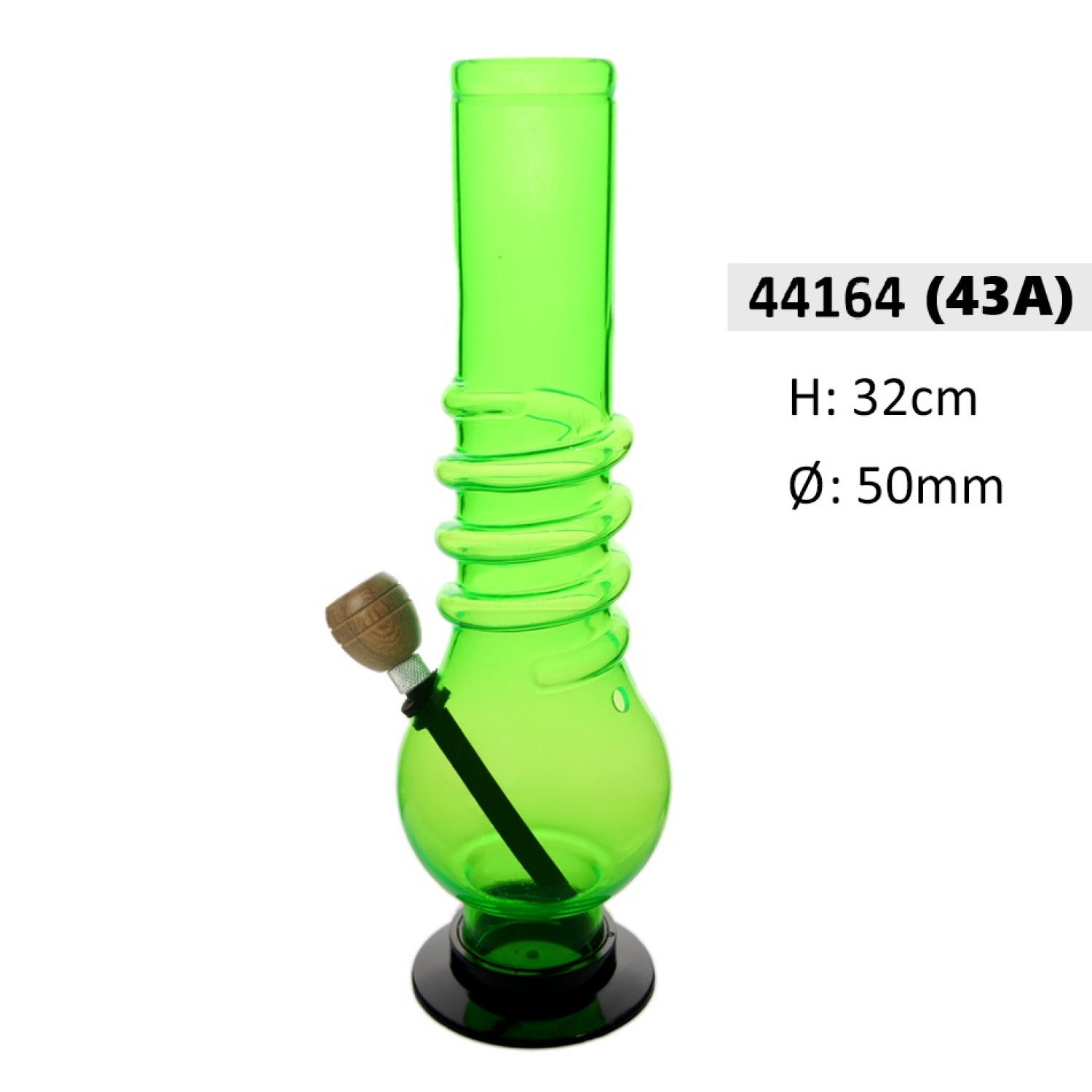 Acrylbong Grün gerade mit Bauch & Drähte auf der Rohr ca. Ø: 50mm, H: 32cm