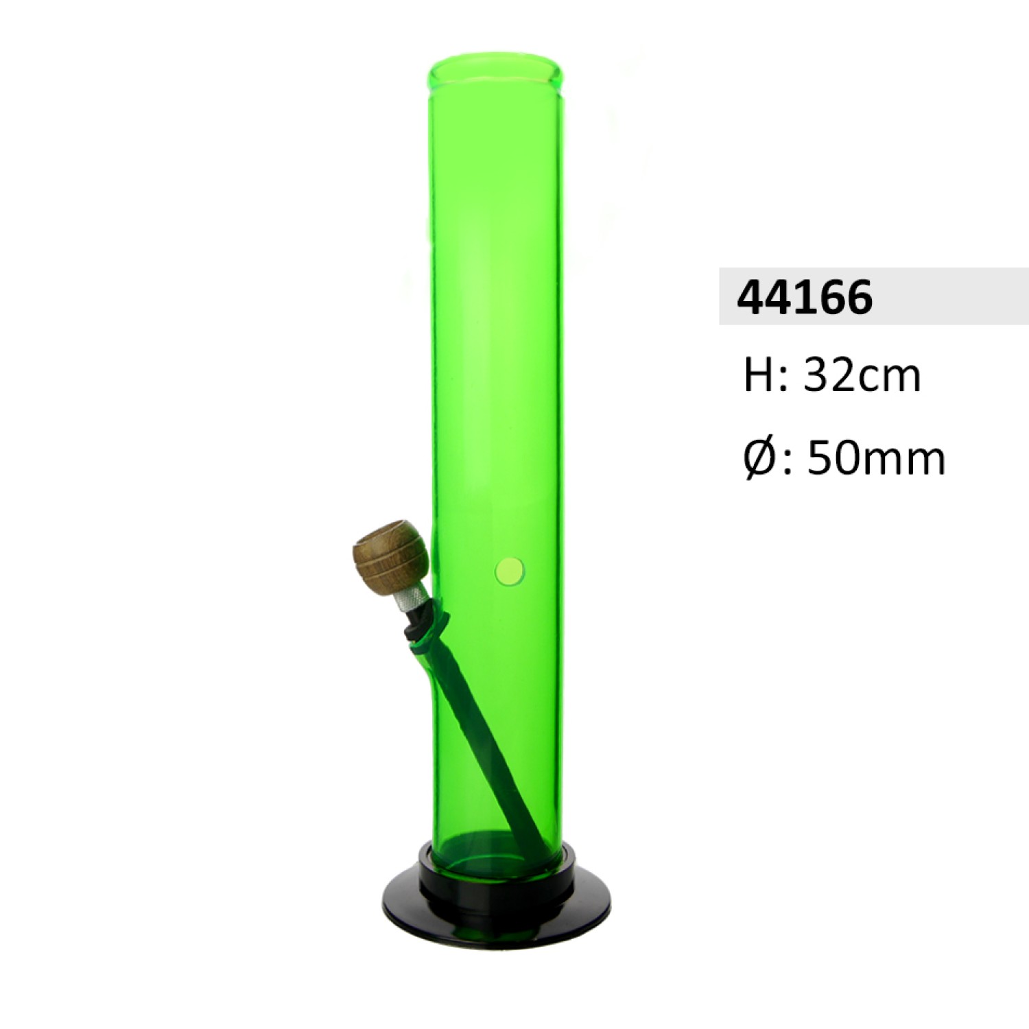 Acrylbong Grün gerade mit HolzKopf ca. Ø: 50mm, H: 32cm Acrylbong Grün gerade mit HolzKopf ca. Ø: 50mm, H: 32cm