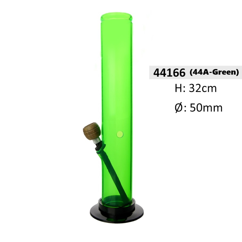 Acrylbong Grün gerade mit HolzKopf  ca. Ø: 50mm, H: 32cm