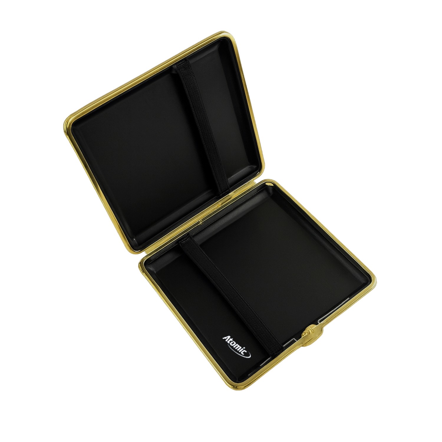 Zigaretten Etui Metall Black Line Gold, Silber & Schwarz mit Gummiband VE-6