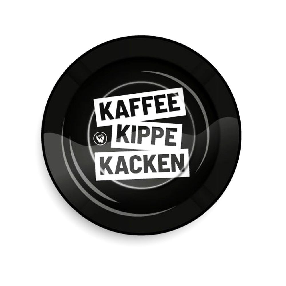FIRE-FLOW™ Metal Ashtray Kaffee Kippe Kacken, Ø: 14 cm | VE: 6 Stück