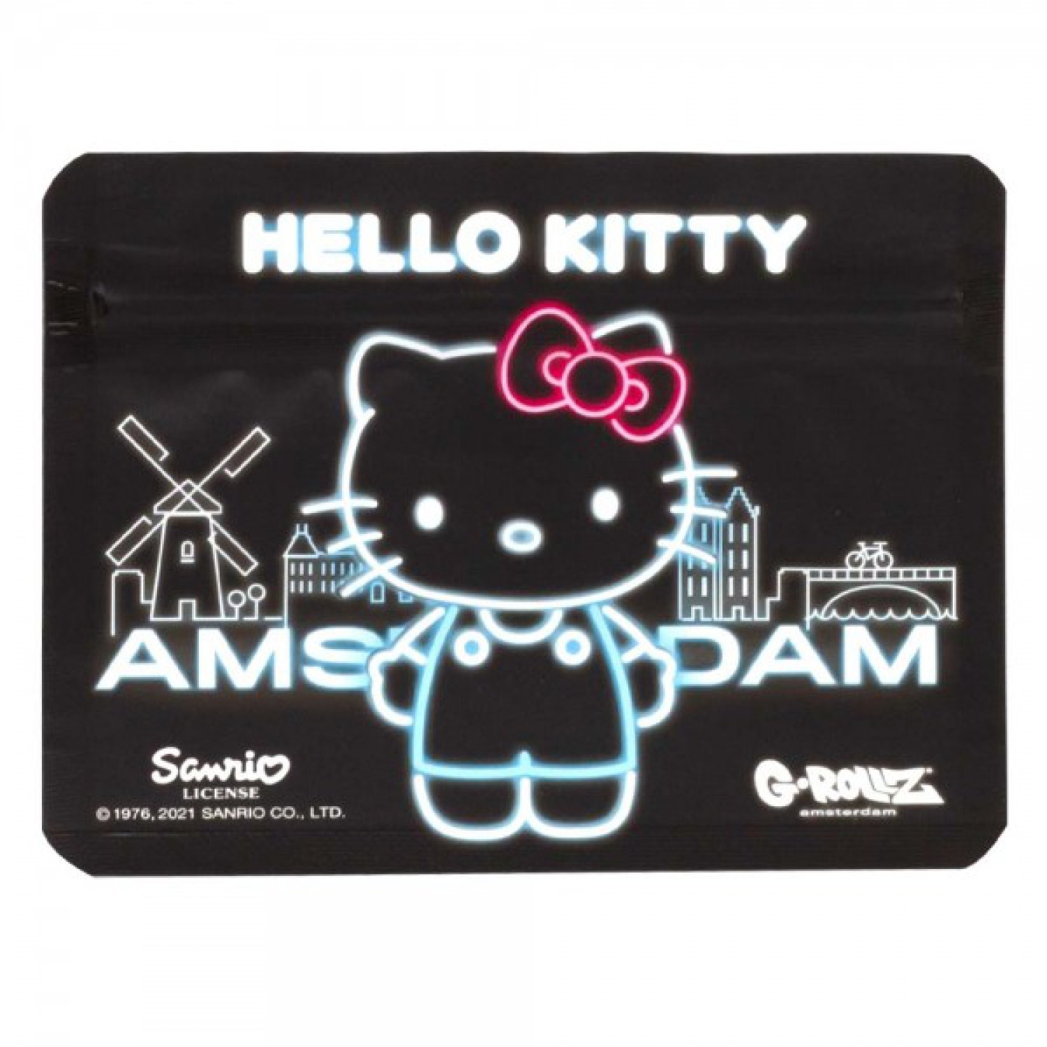 G-Rollz | Hello Kitty 'Neon Amsterdam' 105x80 mm Foodsafe Storage Supplement Pouch - 8pcs in Display