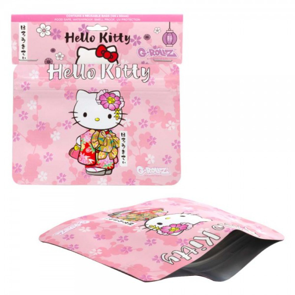 G-Rollz | Hello Kitty 'Kimono Pink' 105x80 mm Foodsafe Storage Supplement Pouch - 8pcs in Display