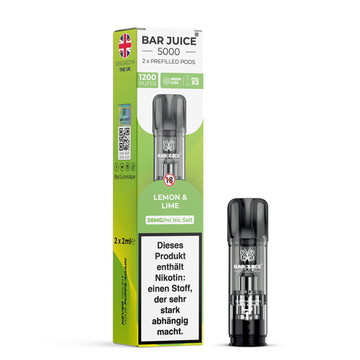 Bar Juice Prefilled Pod | Lemon and Lime | 2x2ml