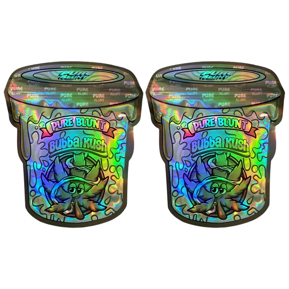 Mylar-Beutel "PURE BLUNT BUBBA KUSH" (Cali Pack) mit Zipper, 3,5 g – VE-100 Mylar-Beutel "PURE BLUNT BUBBA KUSH" (Cali Pack) mit Zipper, 3,5 g – VE-100