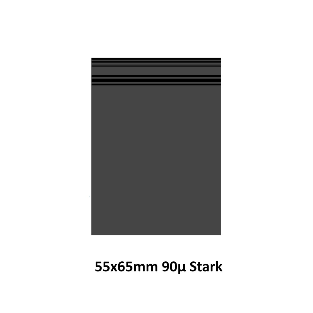Transparent Druckverschlussbeutel Schwarz Farbe (Tüte), wiederverschließbare, 55 x 65 mm, 1000 Stück, 90mµ stark