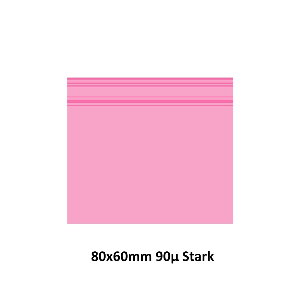 Transparent Druckverschlussbeutel Rosa Farbe (Tüte), wiederverschließbare, 80 x 60mm, 1000 Stück, 90mµ stark