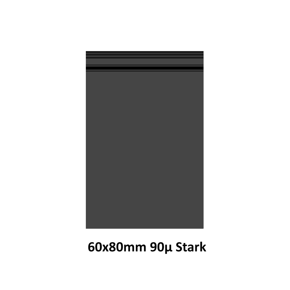Transparent Druckverschlussbeutel Schwarz Farbe (Tüte), wiederverschließbare, 60 x 80 mm, 1000 Stück, 90mµ stark